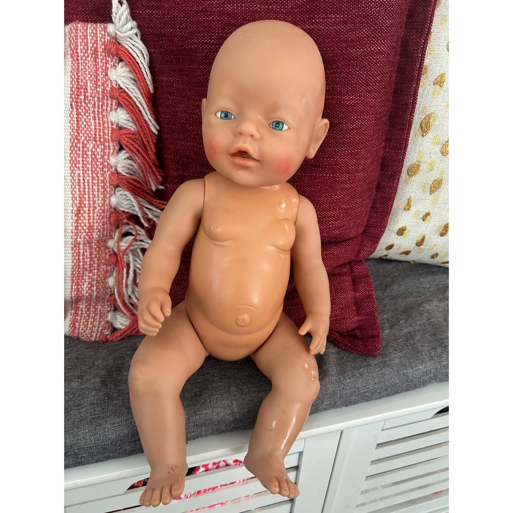 Vintage Zapf Creation Baby Born Doll Realistic Vinyl Blue Eyes